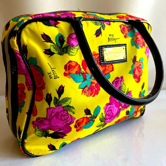 Handbags - Betsey Johnson black purple yellow orange cosmetic/weekender bag